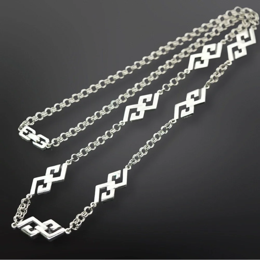 AUTHENTIC VINTAGE GIVENCHY SILVERTONE CHAIN GG CLASP LONG NECKLACE 30" NR - Picture 3 of 12